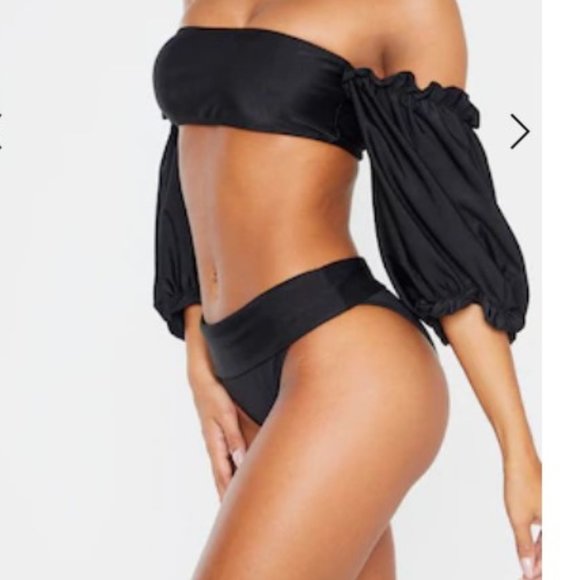 NEW! PrettyLittleThing Black Turn Over Bikini Bottom - Size 8 US - Picture 2 of 4